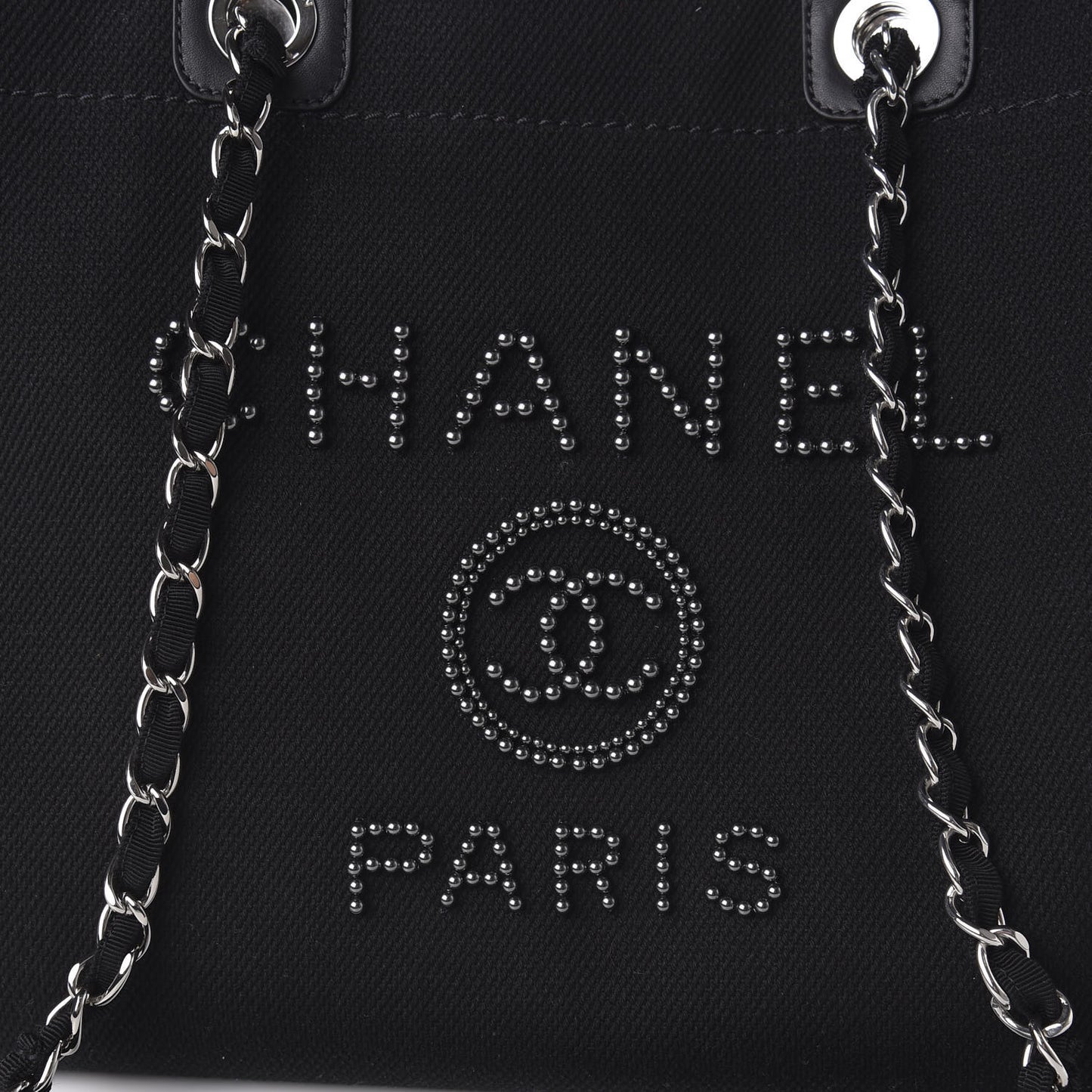 Canvas Pearl Medium Deauville Tote Black