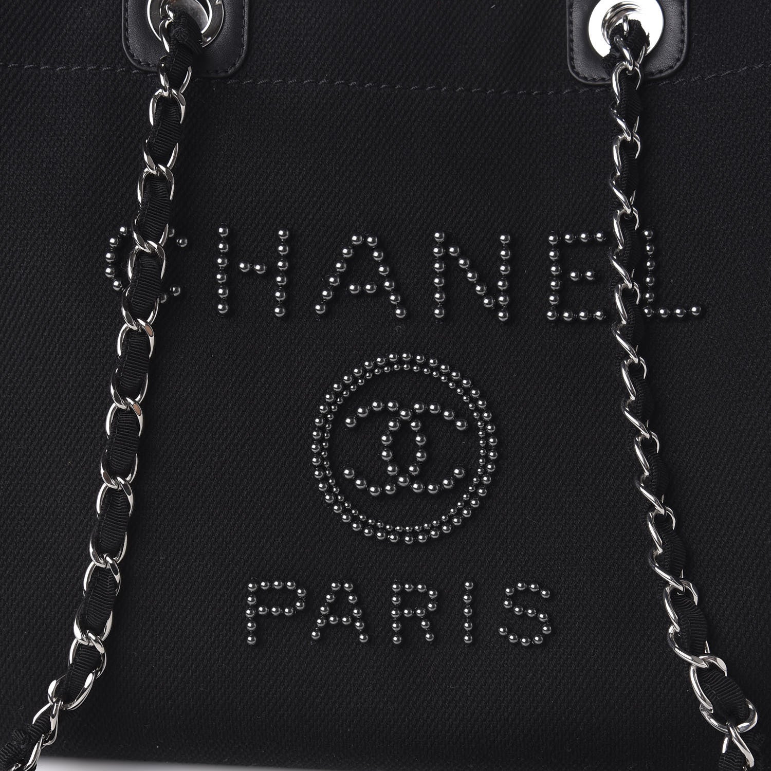 Chanel Canvas Pearl Medium Deauville Tote Black 10 of 10