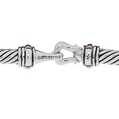 David Yurman Sterling Silver 18K Yellow Gold 4mm Cable Classic Buckle Bracelet 3 of 3
