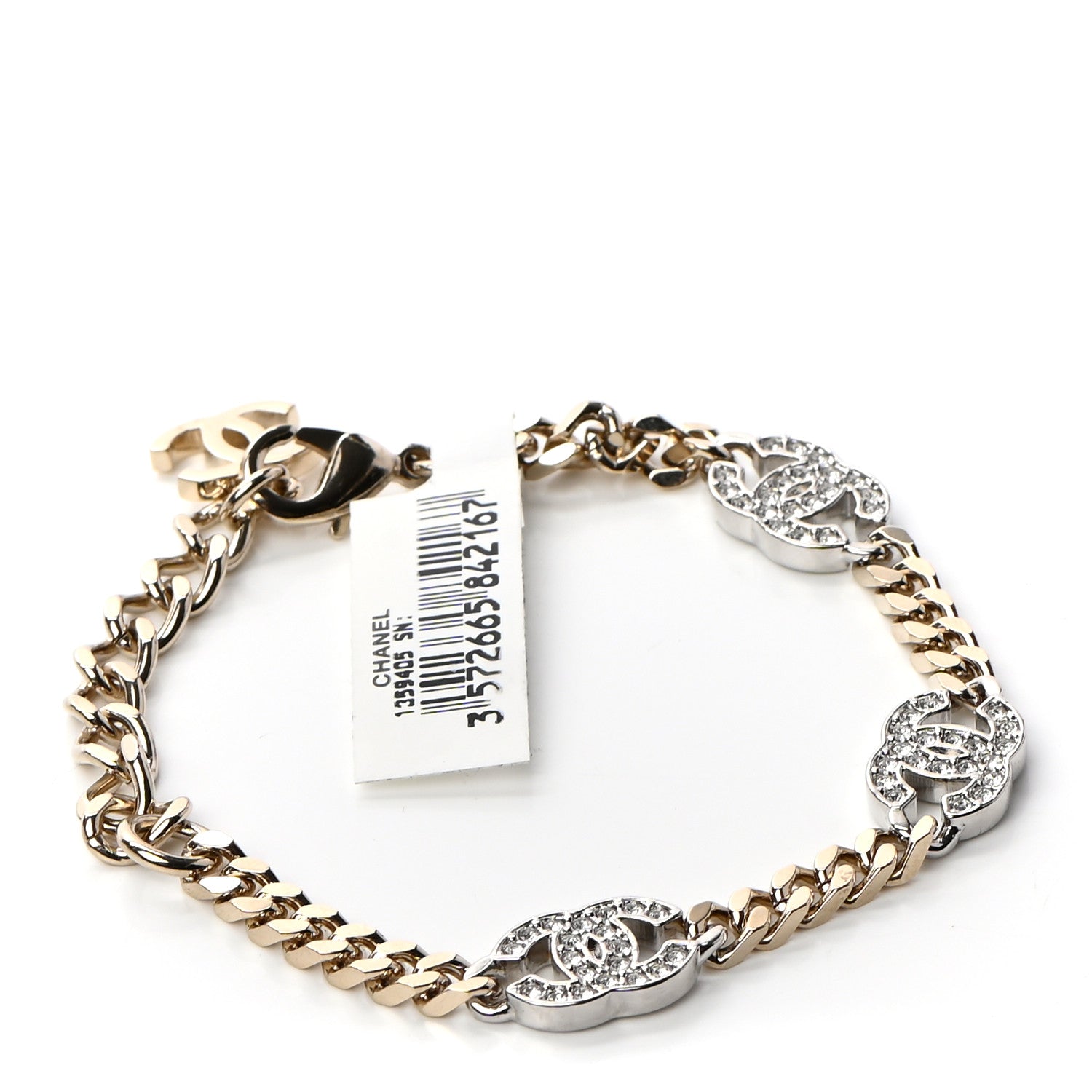 Chanel Crystal CC Chain Bracelet Gold Silver 1 of 5