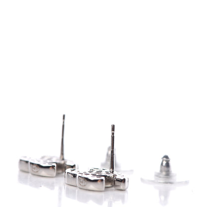Chanel Crystal Timeless CC Earrings Silver 3 of 5
