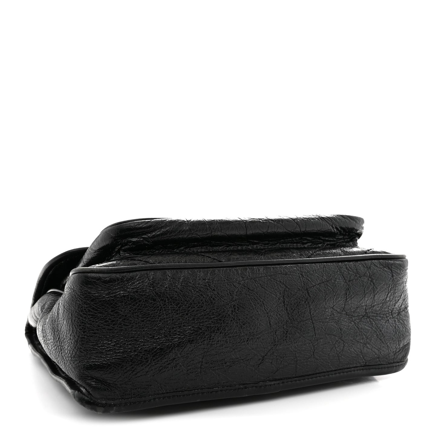Crinkled Calfskin Matelasse Monogram Medium Niki Chain Satchel Black
