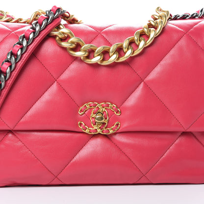 Chanel Lambskin Quilted Large Chanel 19 Flap Dark Pink 8 of 12