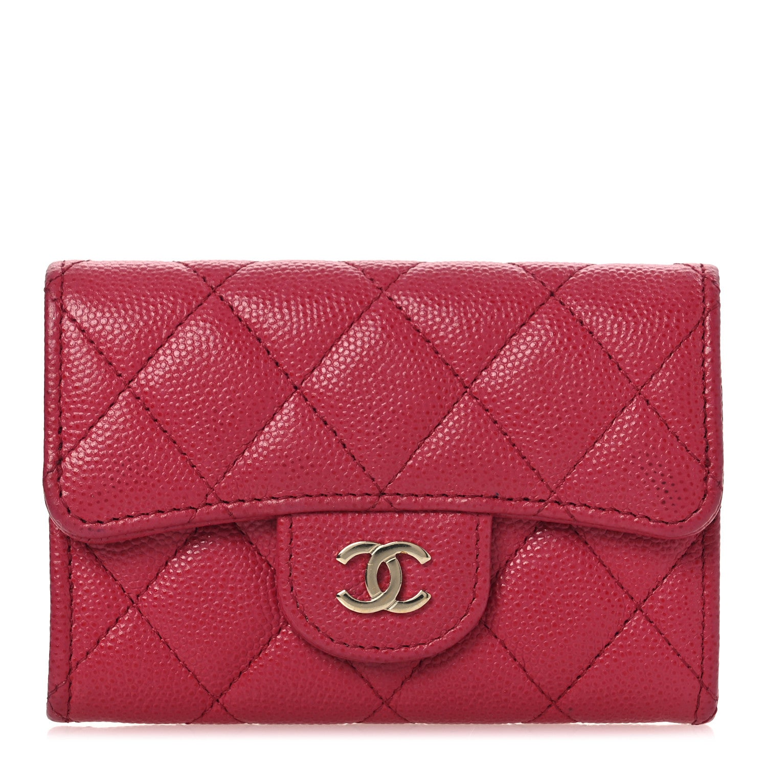 Chanel Caviar Quilted Flap Card Holder Wallet Red 1 of 24