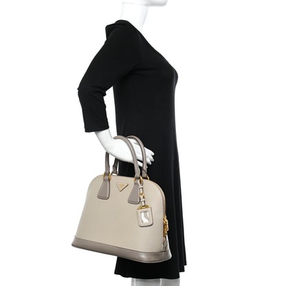 Prada Saffiano Lux Bi-Color Promenade Dome Tote Pomice Argilla 2 of 14