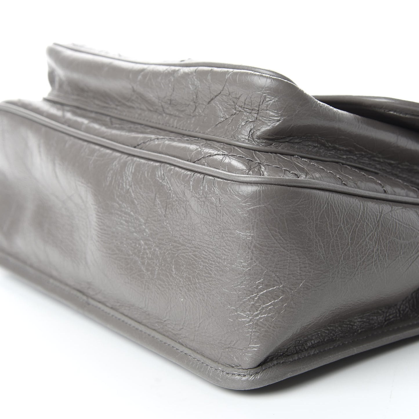 Crinkled Calfskin Matelasse Monogram Medium Niki Chain Satchel Fog