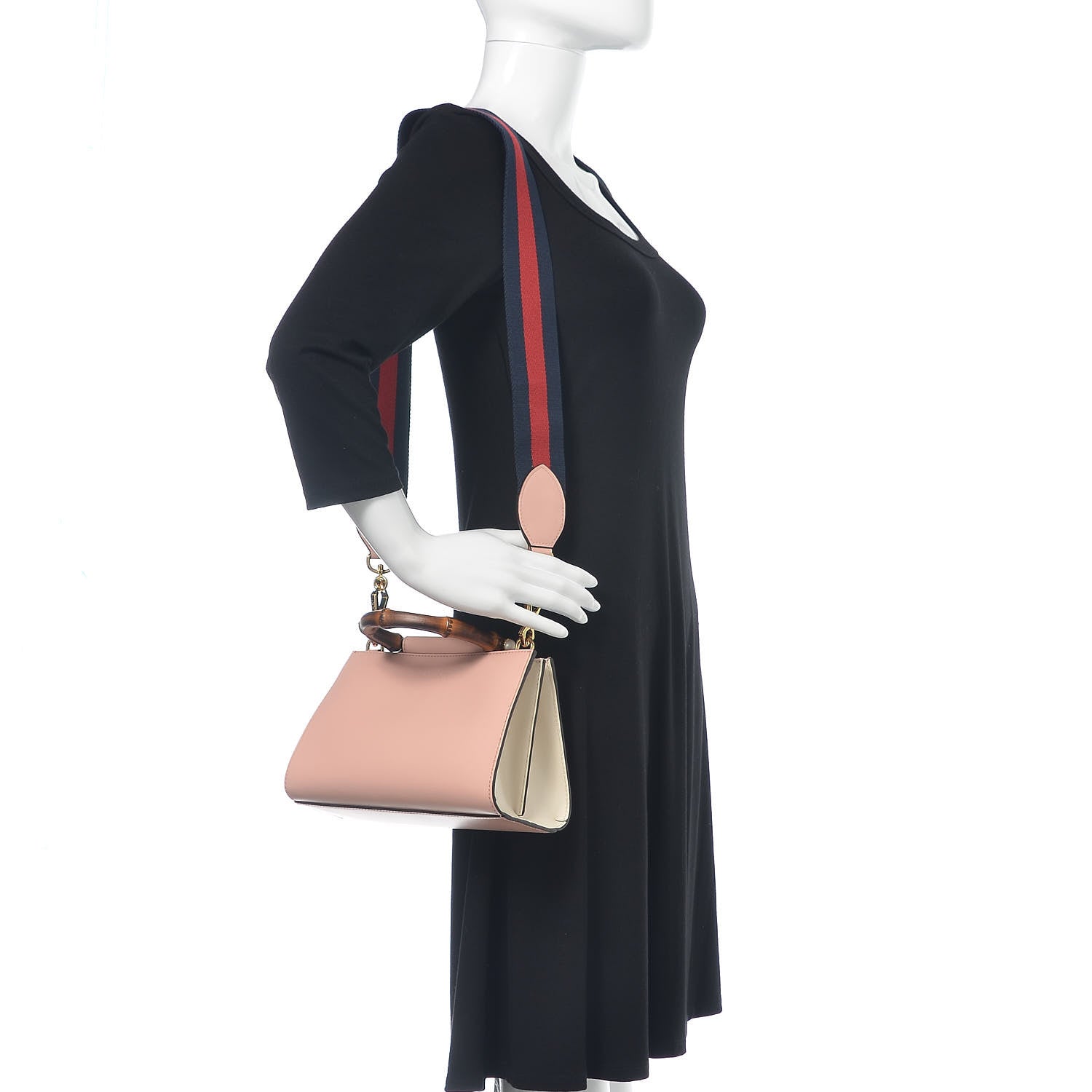 Gucci Nappa Bamboo Web Mini Nymphaea Top Handle Bag Perfect Pink Mystic White 2 of 10