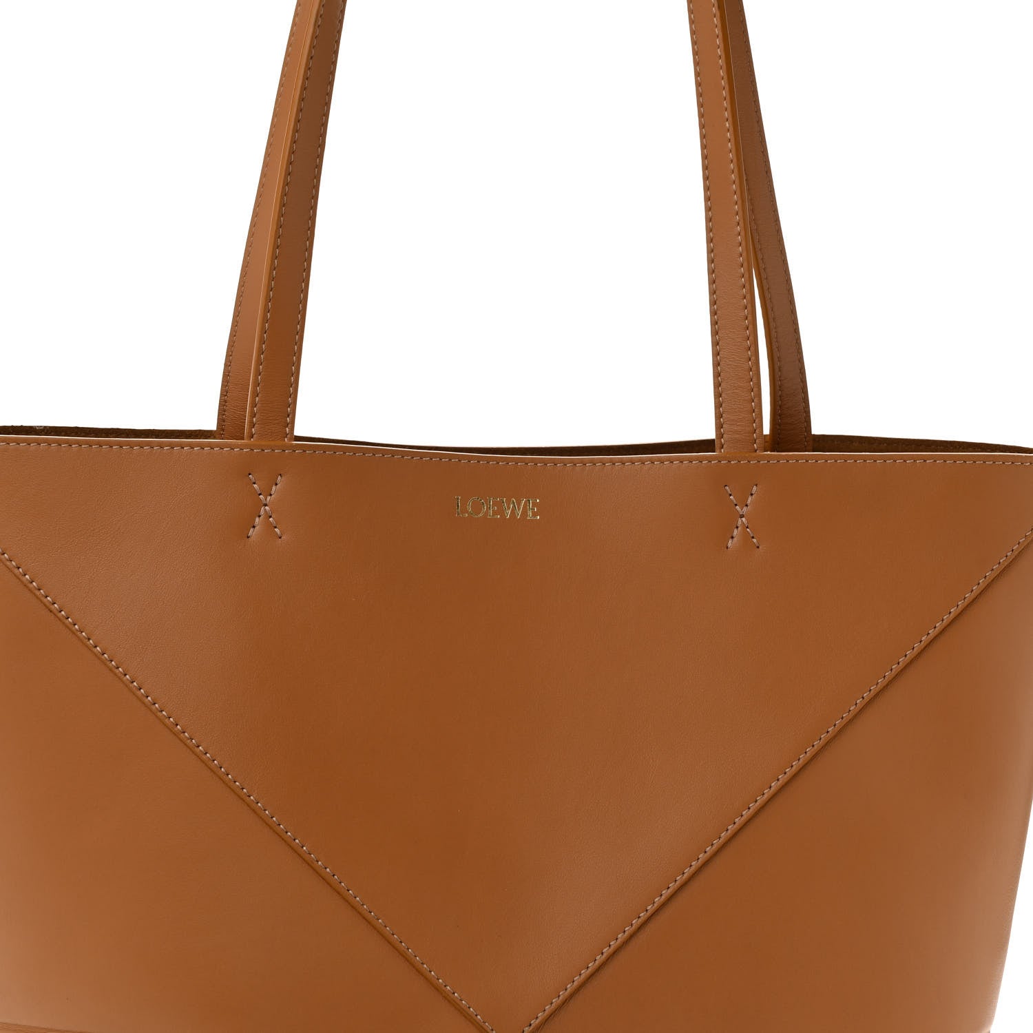 Loewe Shiny Calfskin Medium Puzzle Fold Tote Warm Desert 8 of 14