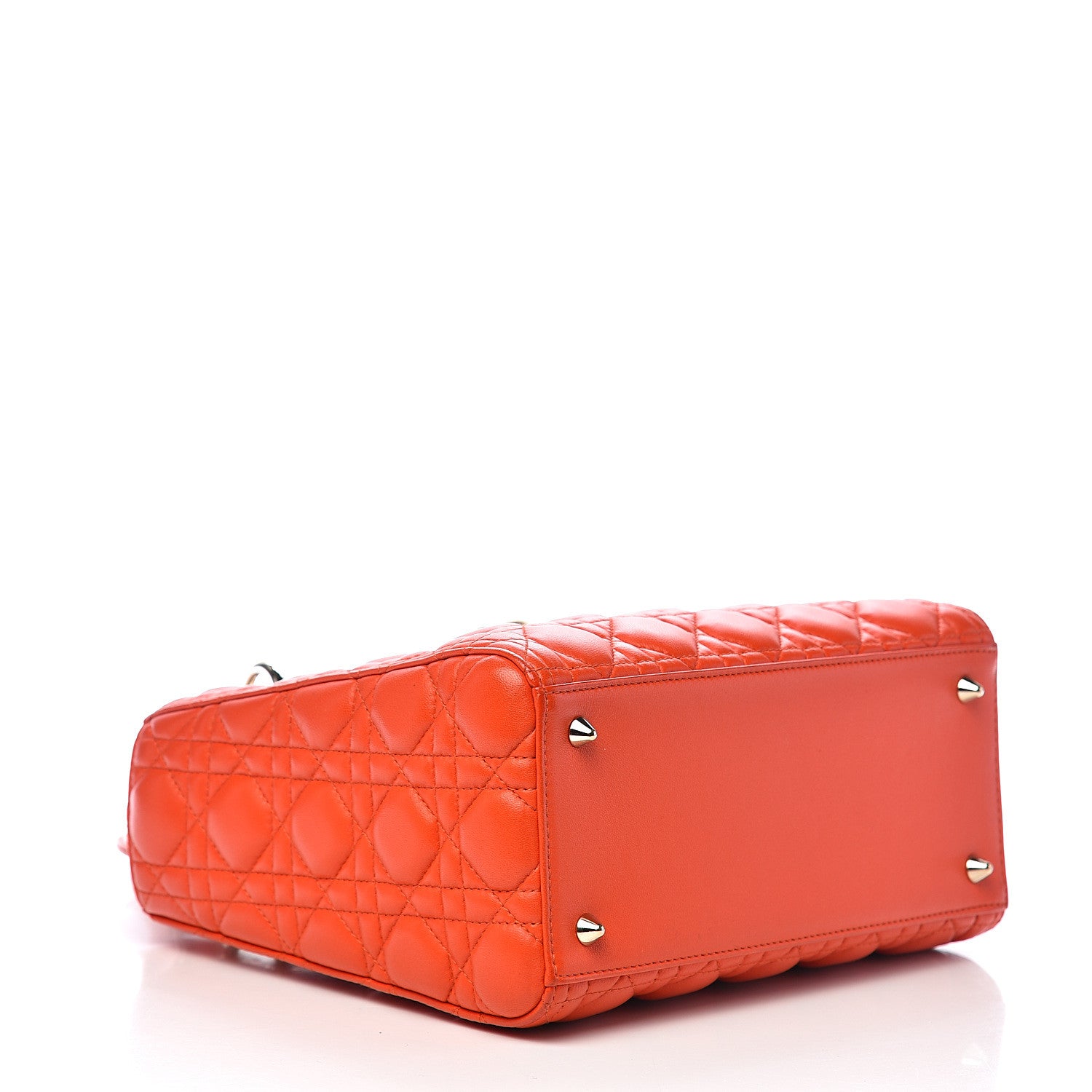 Christian Dior Lambskin Cannage Medium Lady Dior Orange 3 of 9