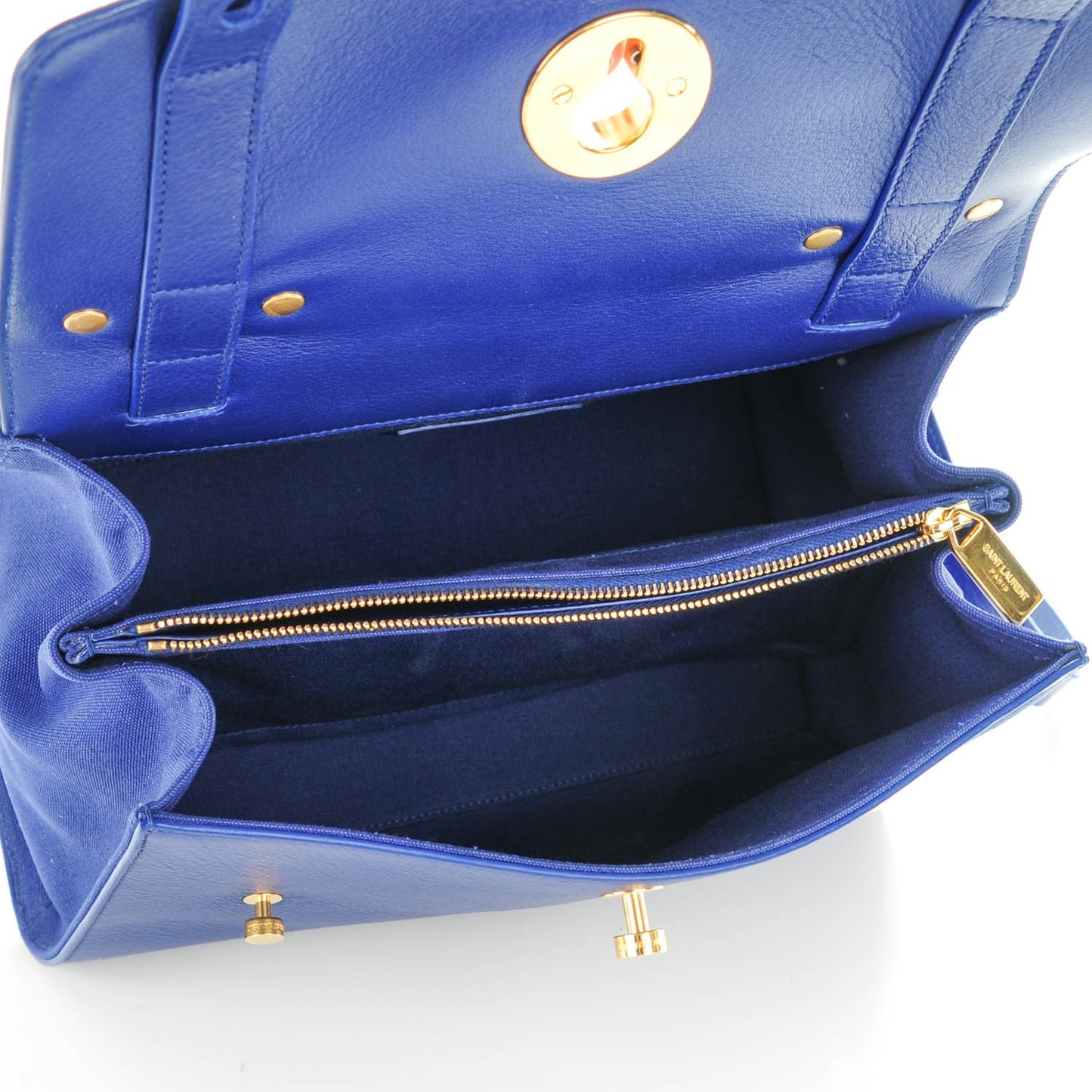 Calfskin Canvas Small Muse Two Blue