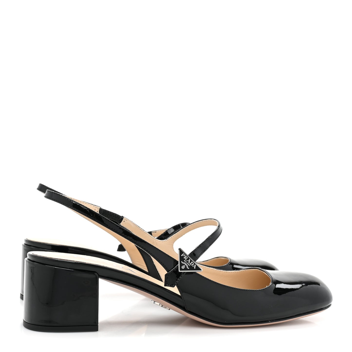 Patent Decolette Logo Mary Jane 45mm Slingback Pumps 40 Black