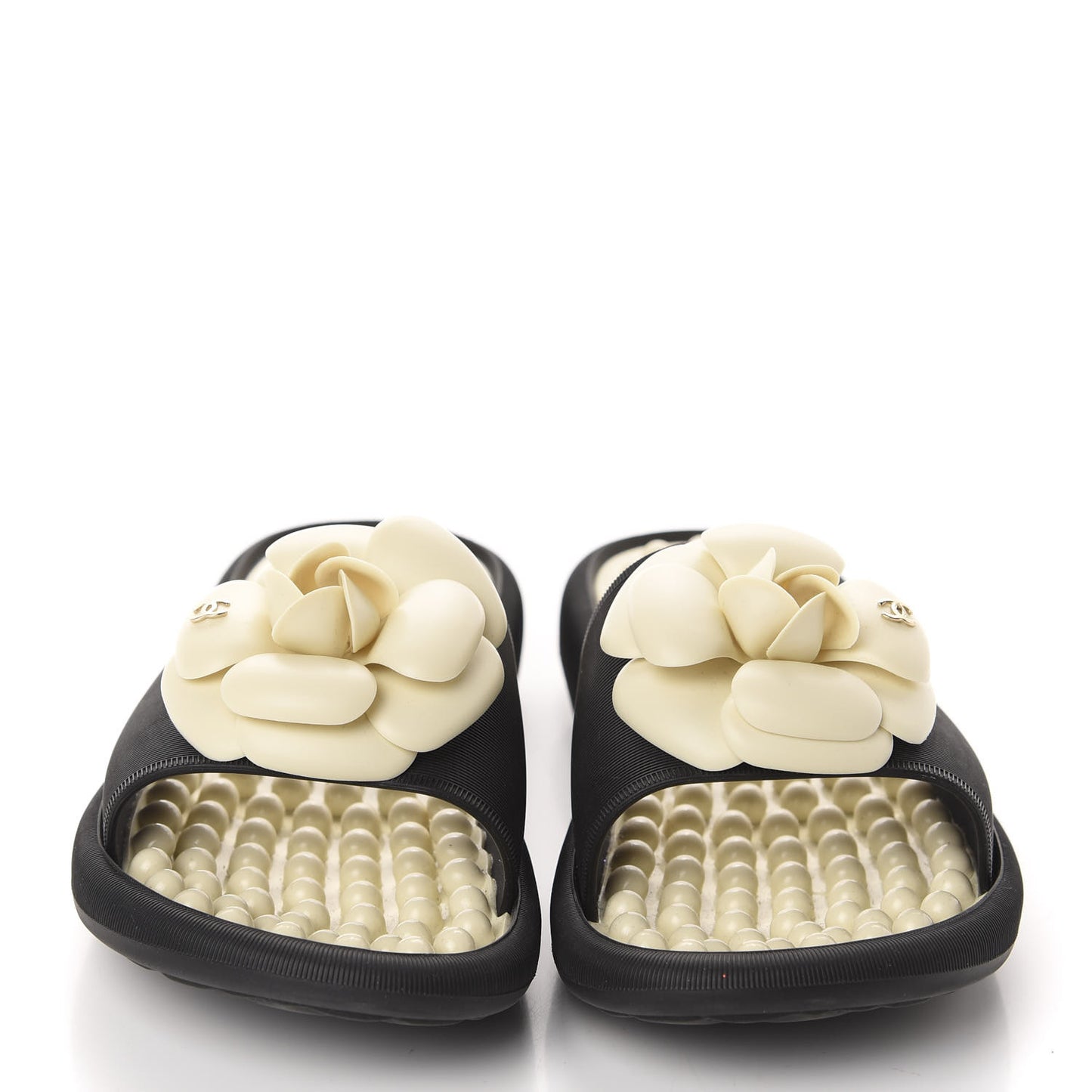 Thermoplastic PVC Camellia Mule Sandals 36 Black Ivory