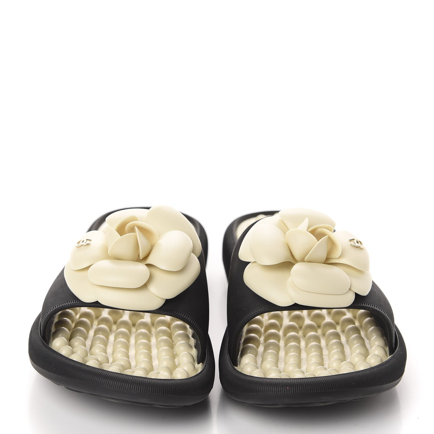 Chanel Thermoplastic PVC Camellia Mule Sandals 36 Black Ivory 2 of 8