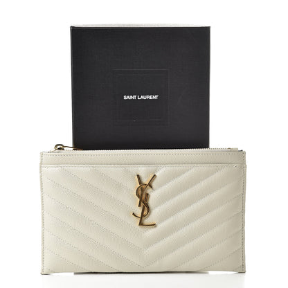Saint Laurent Grain De Poudre Chevron Monogram Bill Pouch Crema Soft 13 of 13