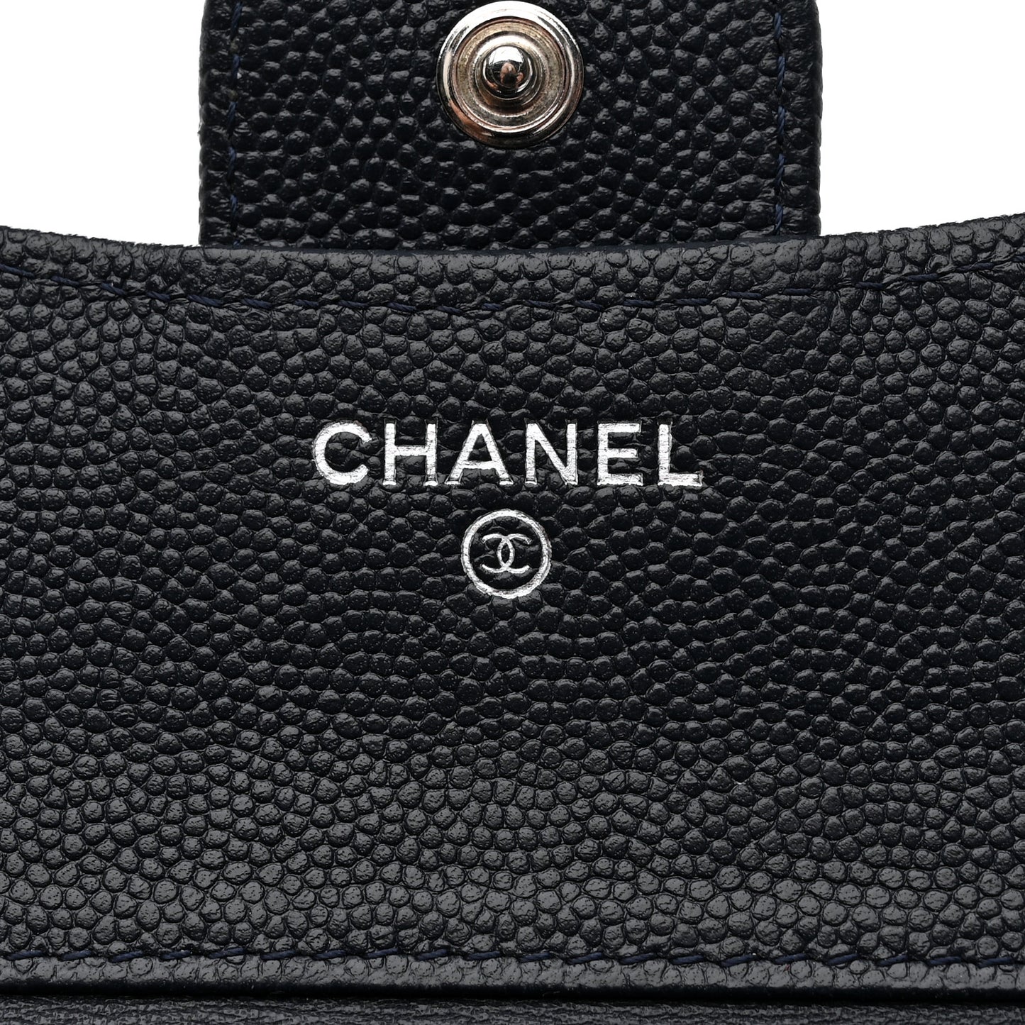 Caviar Quilted Compact Flap Wallet Navy