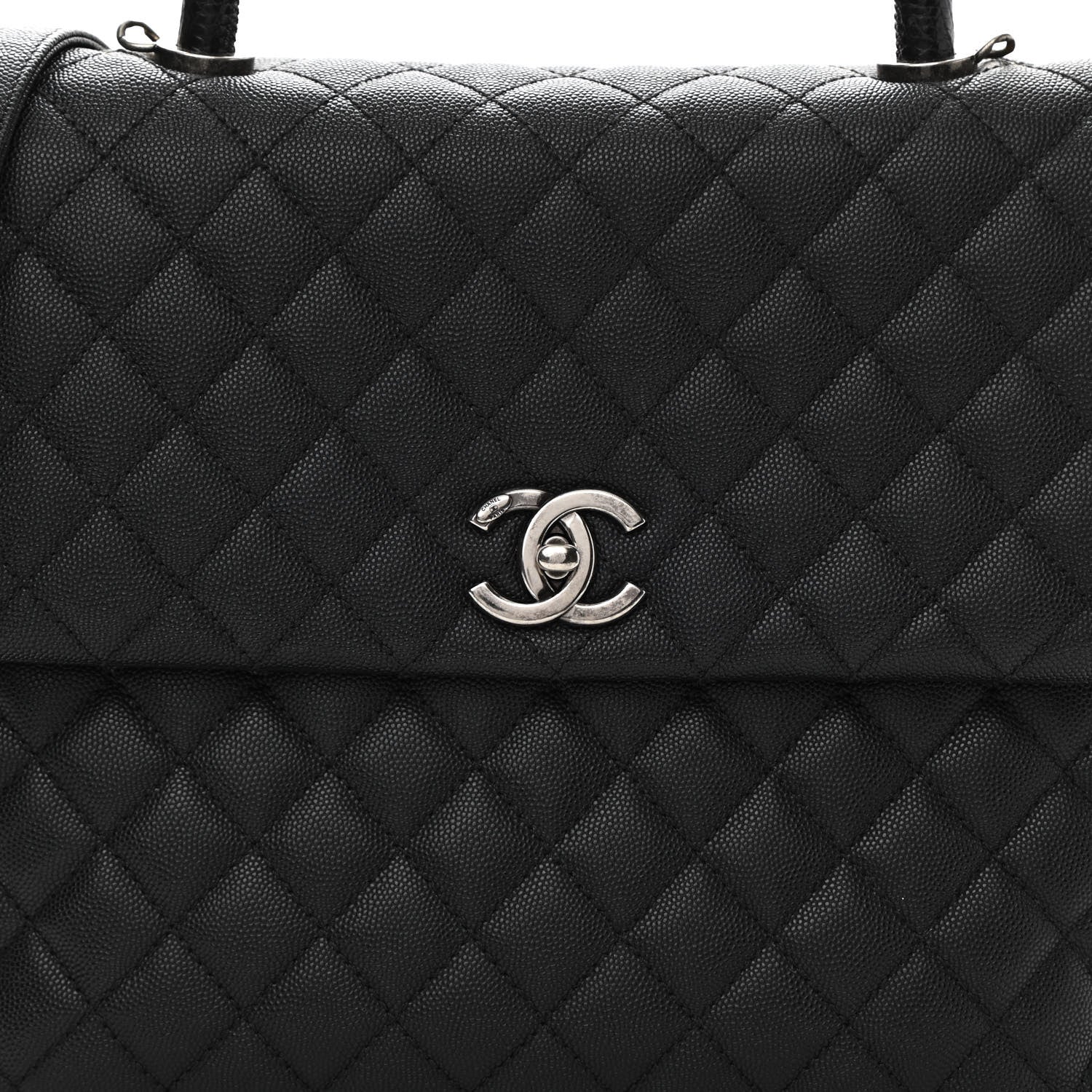 Chanel Caviar Liazard Quilted Large Coco Handle Flap Black 8 of 10