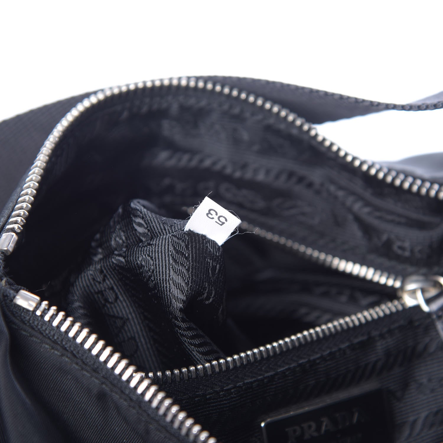 Prada Tessuto Nylon Soft Calfskin Shoulder Bag Black 7 of 14