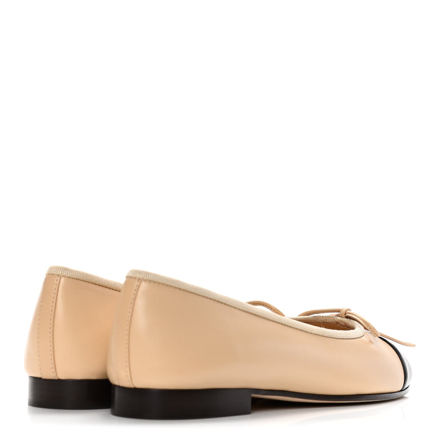 Chanel Lambskin CC Cap Toe Ballerina Flats 36 Beige Black 4 of 10