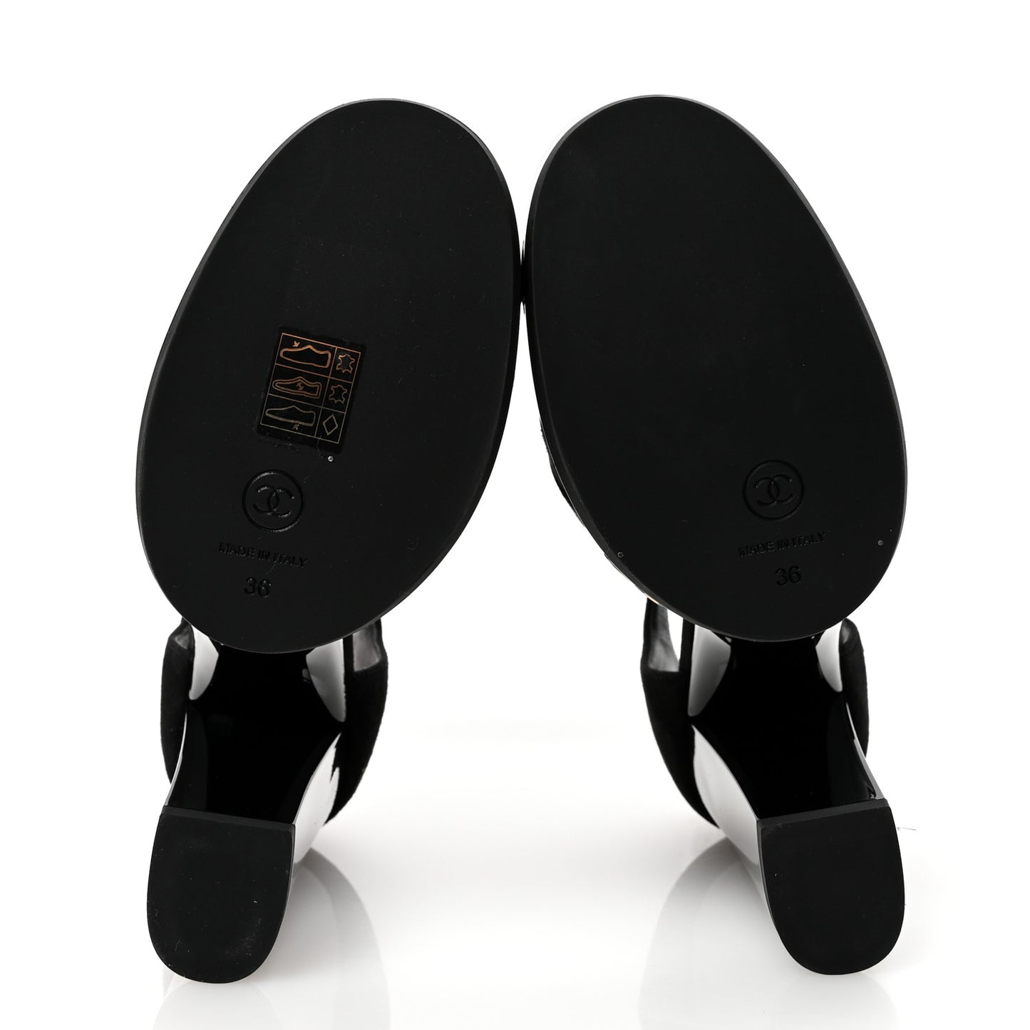 Patent Suede CC Platform Pumps 36 Black