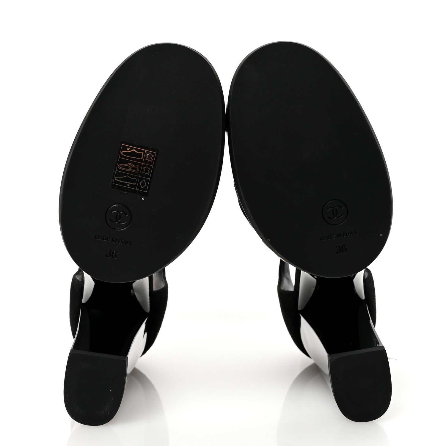 Chanel Patent Suede CC Platform Pumps 36 Black 6 of 9