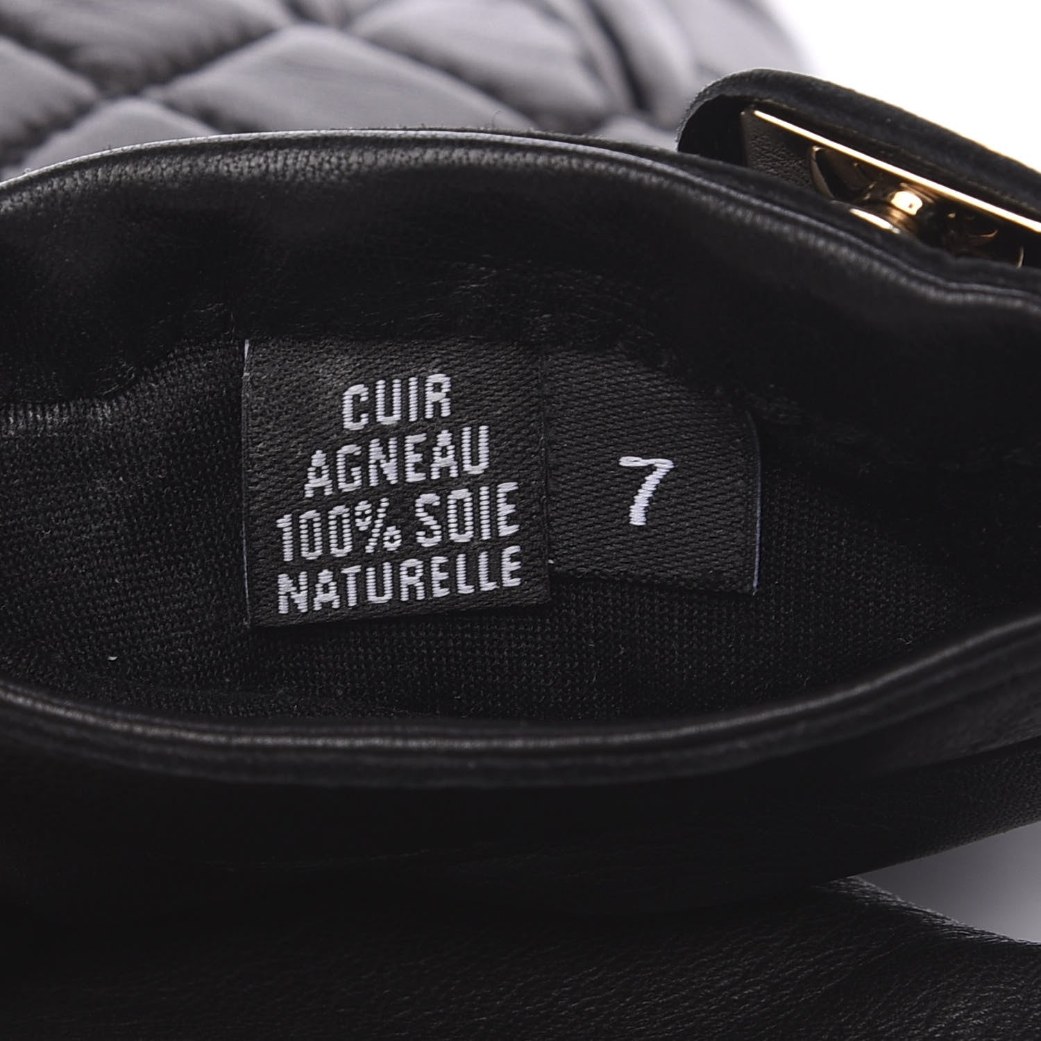 Chanel Lambskin Quilted Turnlock Gloves 7 Black 3 of 4