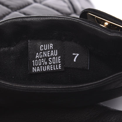 Chanel Lambskin Quilted Turnlock Gloves 7 Black 3 of 4