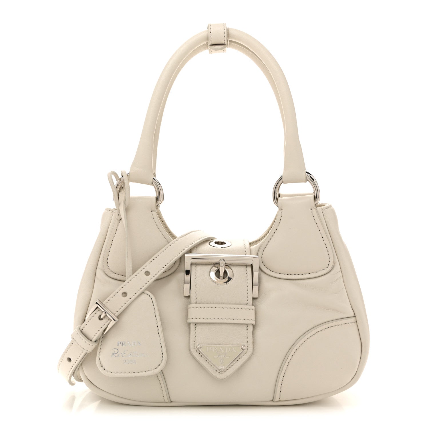 Prada Nappa Soft Padded Re-Edition 2002 Moon Bag White 1 of 13