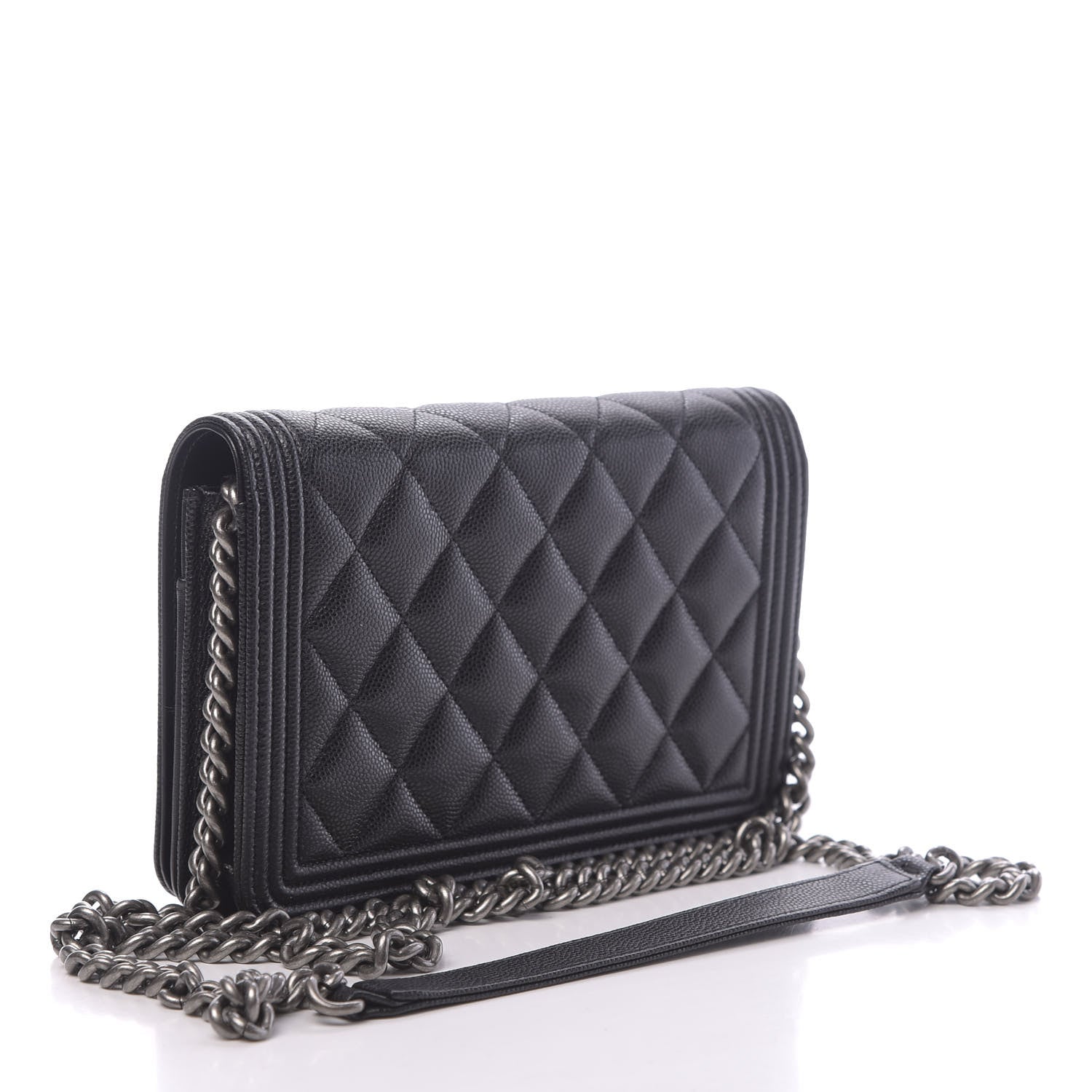 Chanel Caviar Quilted Boy Wallet On Chain WOC Black 3 of 12
