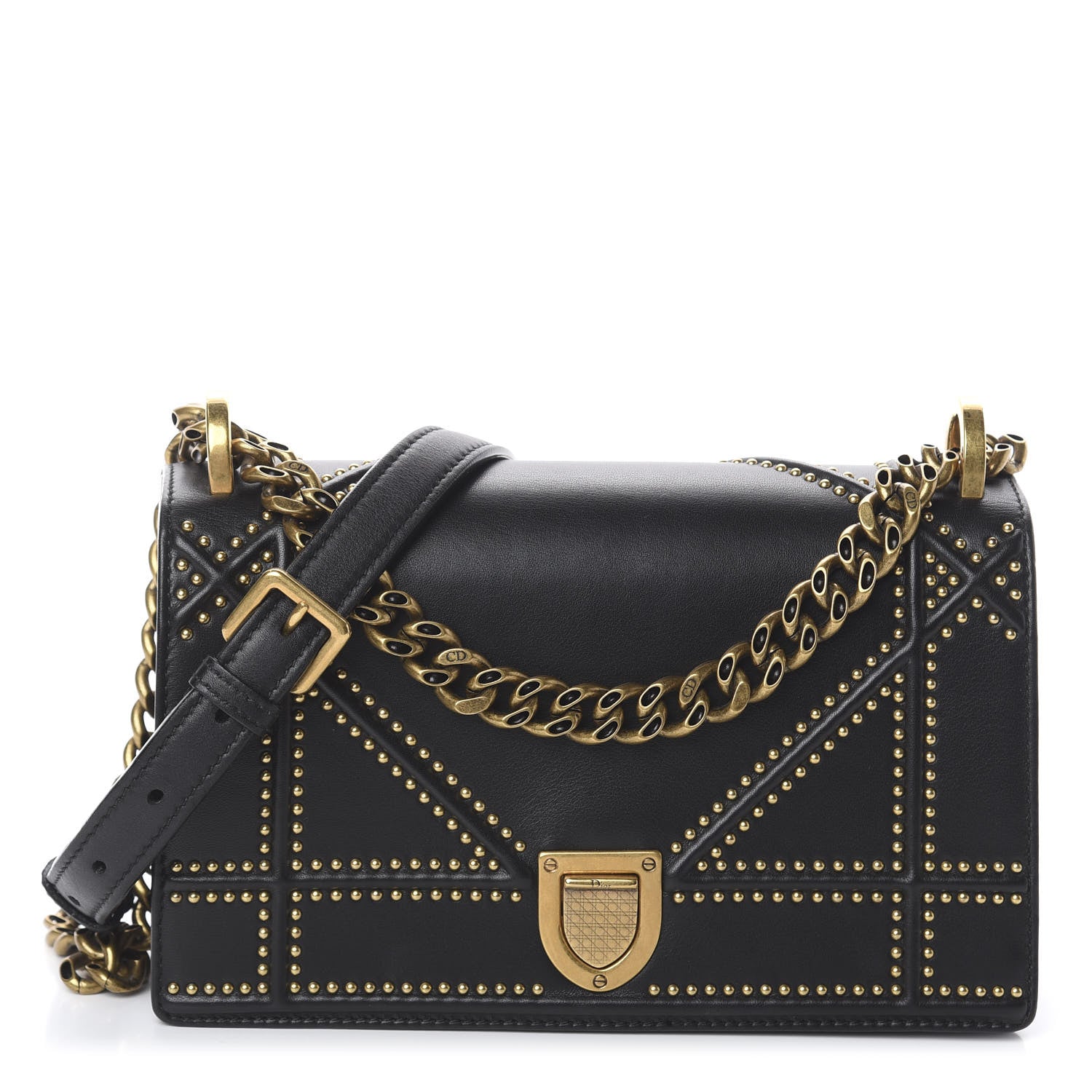 Christian Dior Calfskin Studded Small Diorama Flap Bag Black 1 of 8
