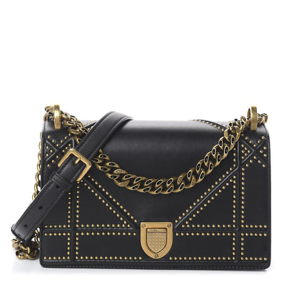 Christian Dior Calfskin Studded Small Diorama Flap Bag Black 1 of 8