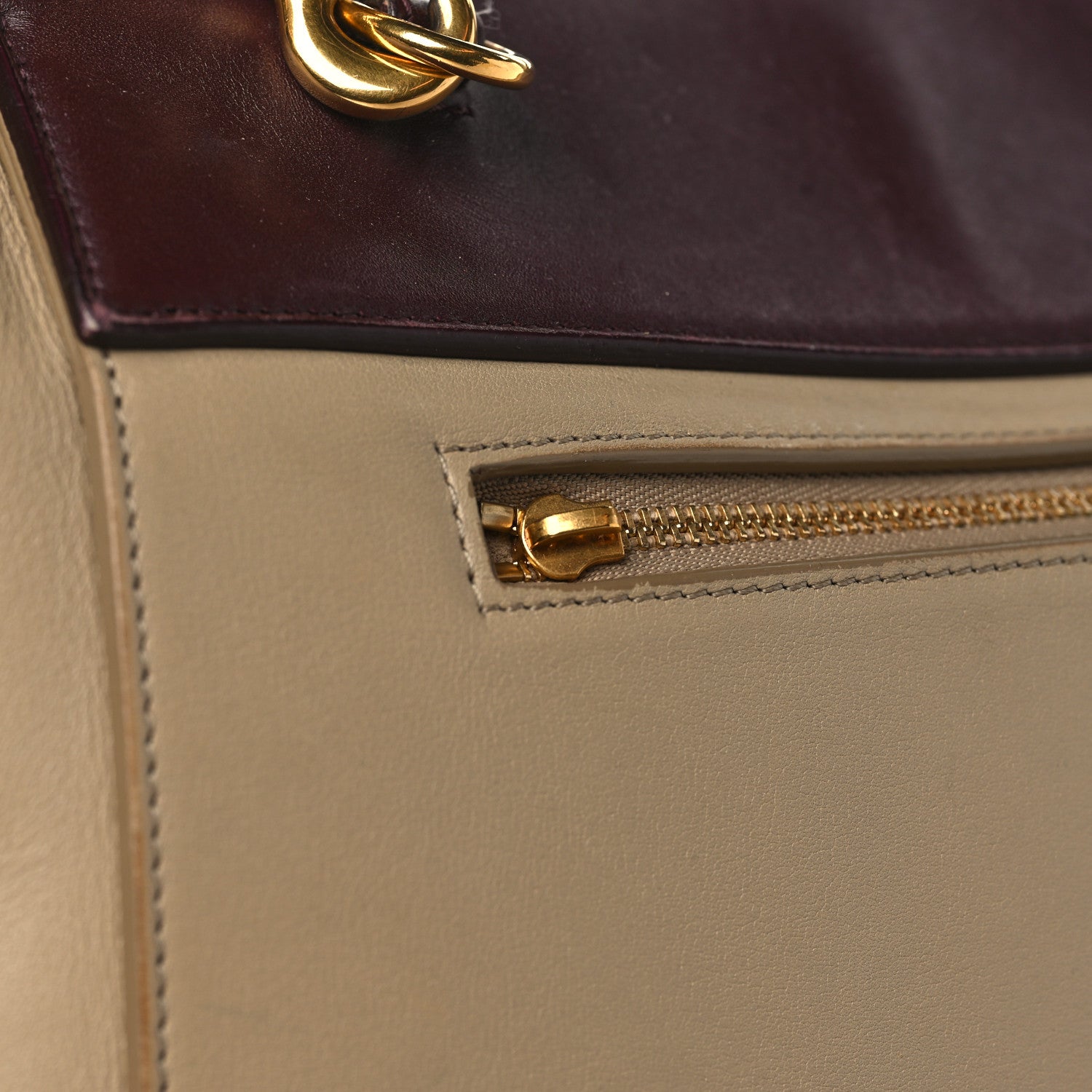 Celine Smooth Calfskin Mini Tri-Color Belt Bag Beige Burgundy 14 of 22