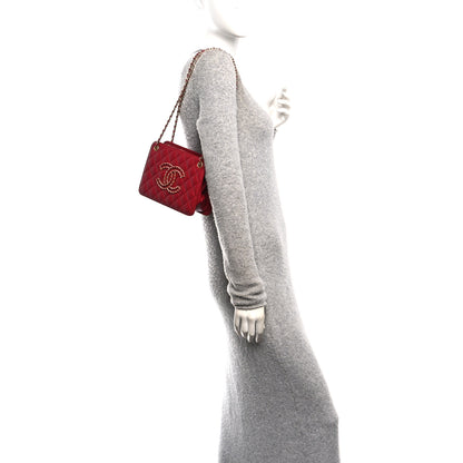 Chanel Calfskin Quilted Small CC Chain Accordion Tote Red 2 of 10