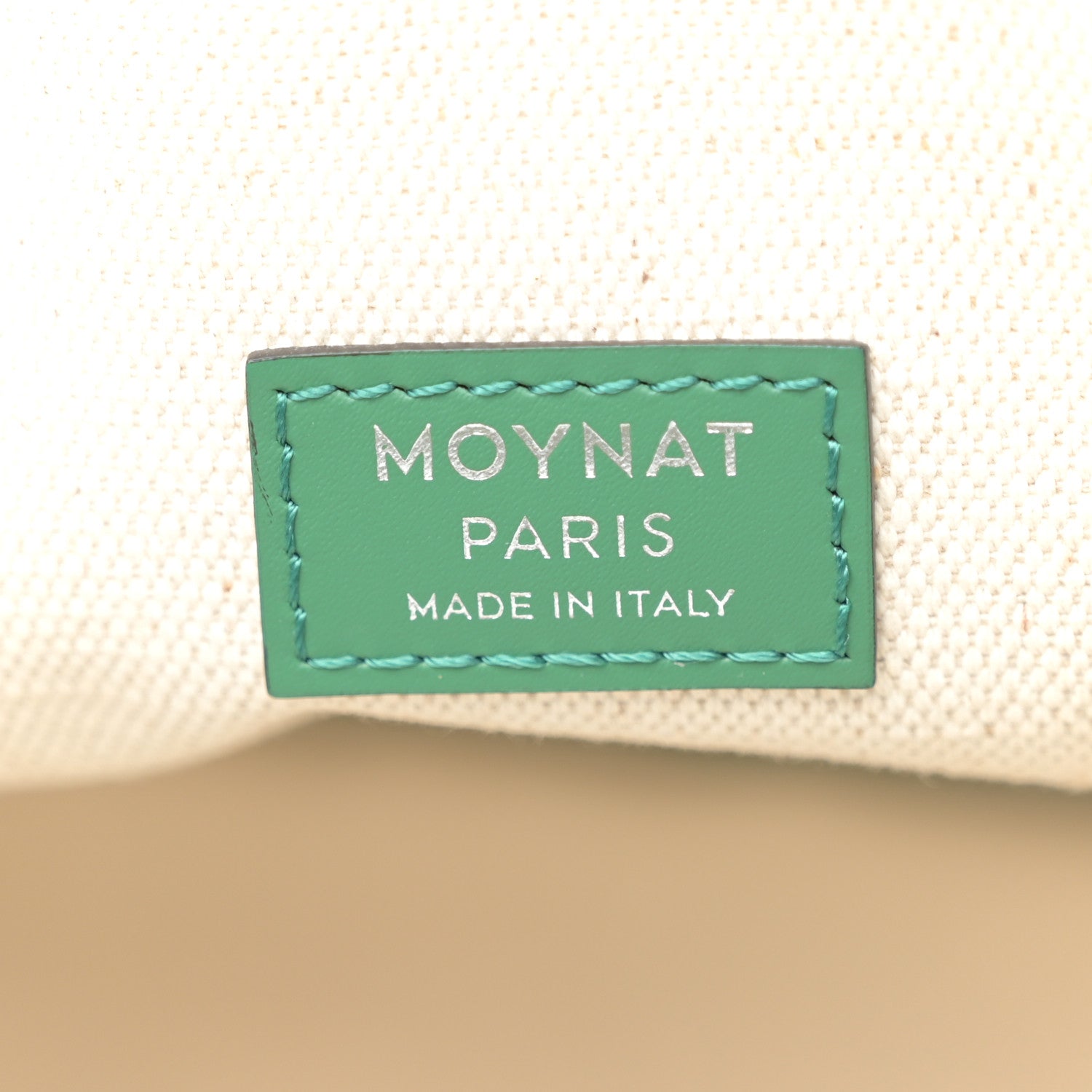 Moynat Grained Calfskin Canvas 1920 Oh! Tote Ruban PM Green Silver 6 of 10