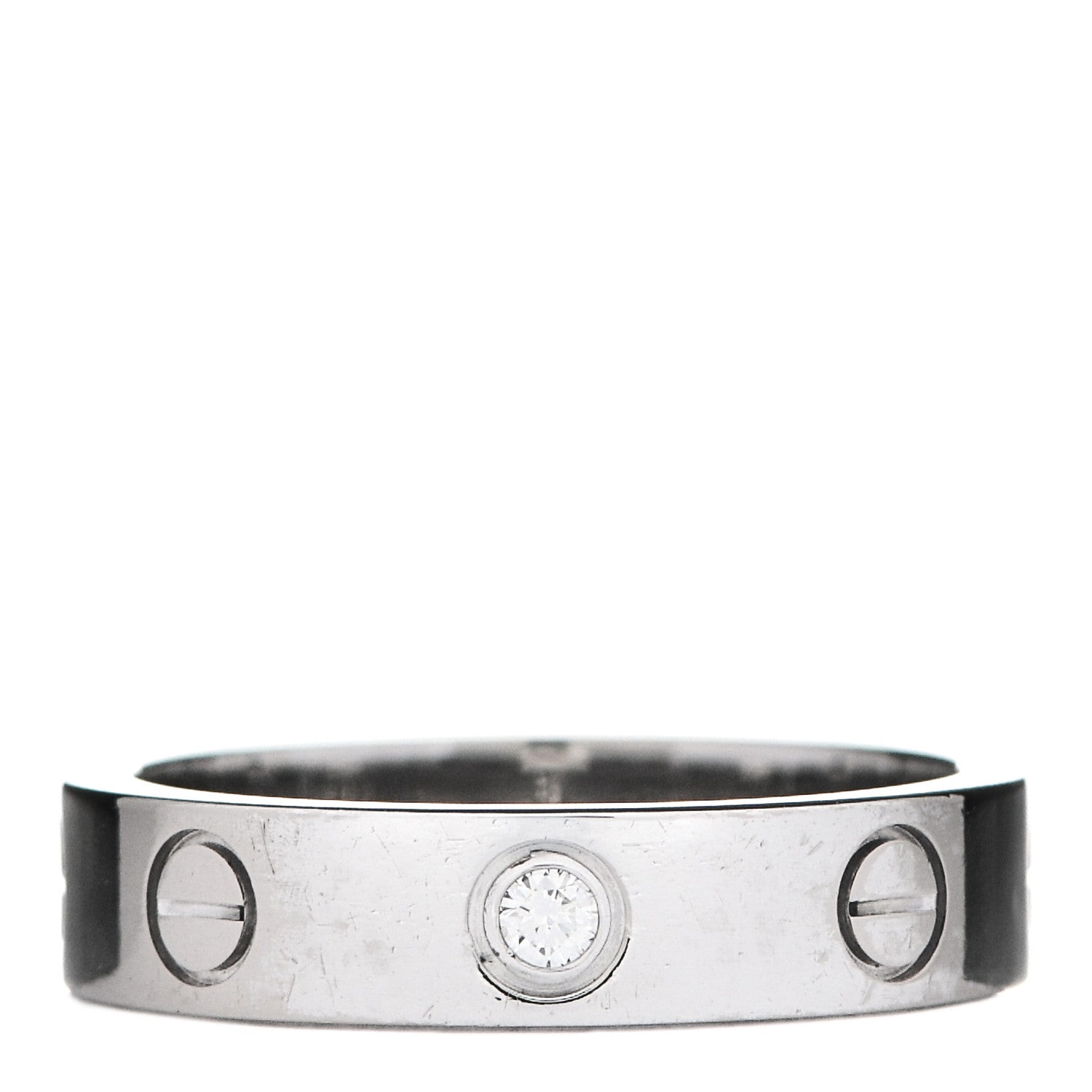 Cartier 18K White Gold Diamond 4mm LOVE Wedding Band Ring 48 4.5 1 of 5