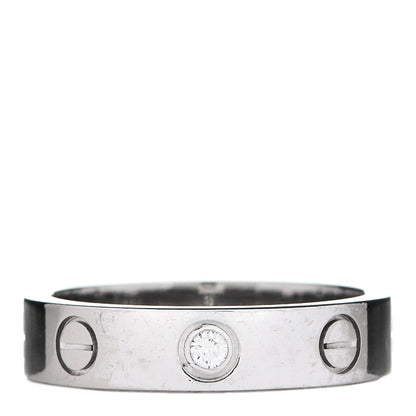 Cartier 18K White Gold Diamond 4mm LOVE Wedding Band Ring 48 4.5 1 of 5