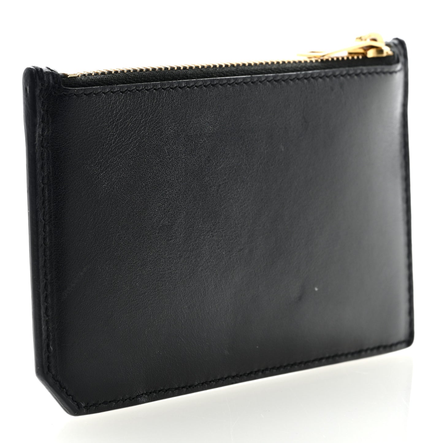 Calfskin 5 Fragments Zip Pouch Card Holder Black