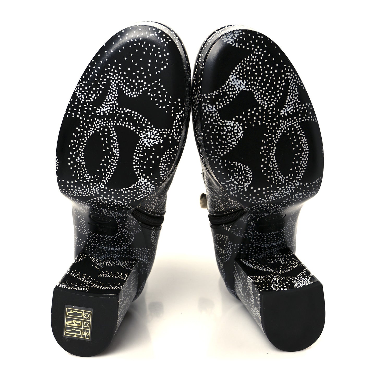 Calfskin Camellia Printed Ankle Boots 39 Black White