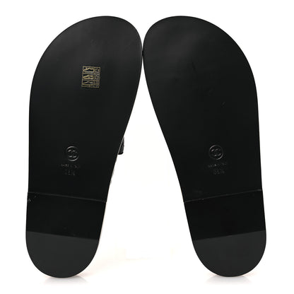 Chanel Lambskin Quilted Velcro Dad Chain CC Slide Sandals 38.5 Black 7 of 12