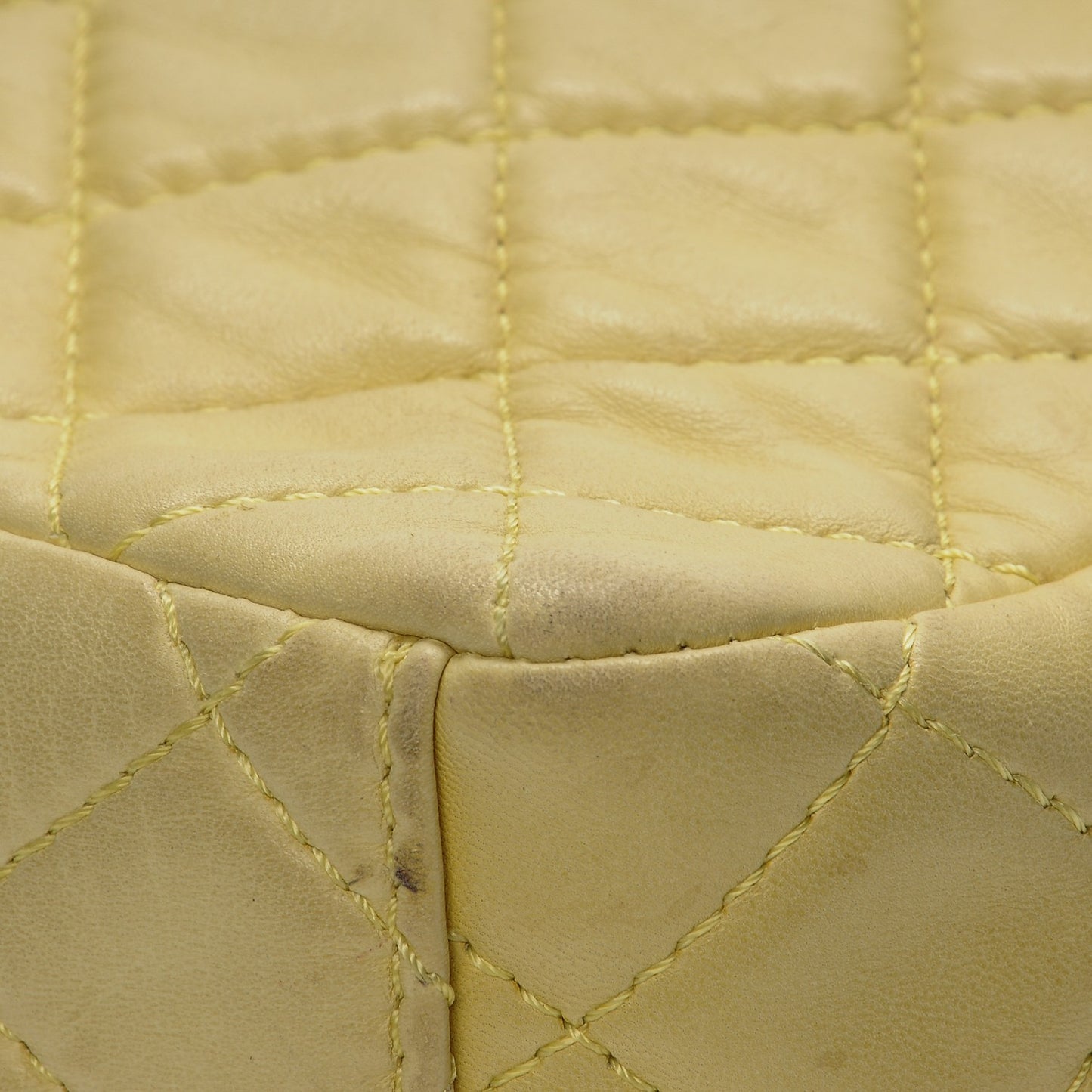 Lambskin Quilted Maxi Single Flap Yellow