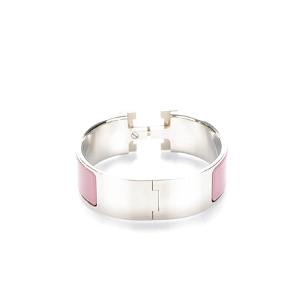 Hermes Enamel Wide Clic Clac H Bracelet Bois De Rose 3 of 5