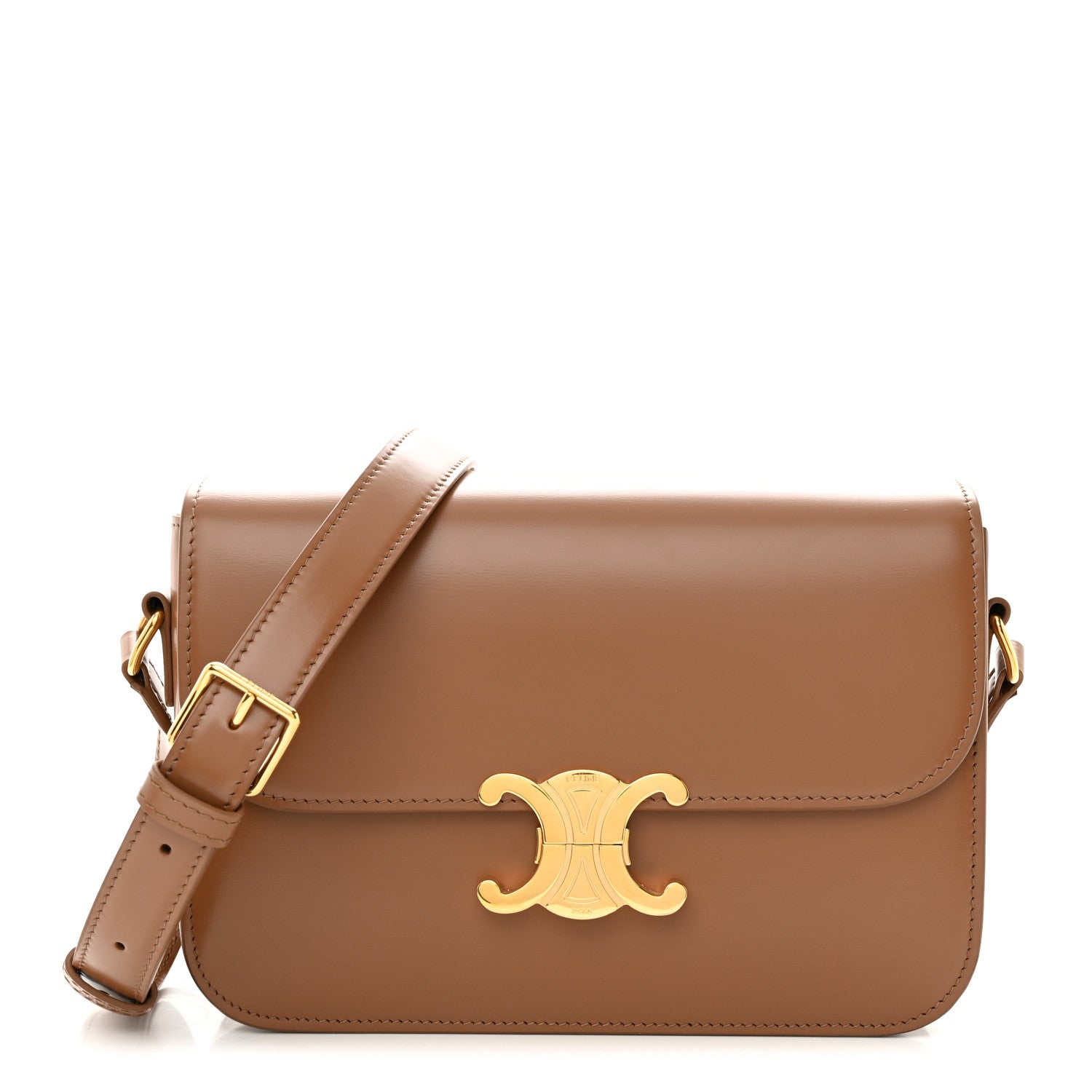 Celine Shiny Calfskin Medium Triomphe Bronze 1 of 10