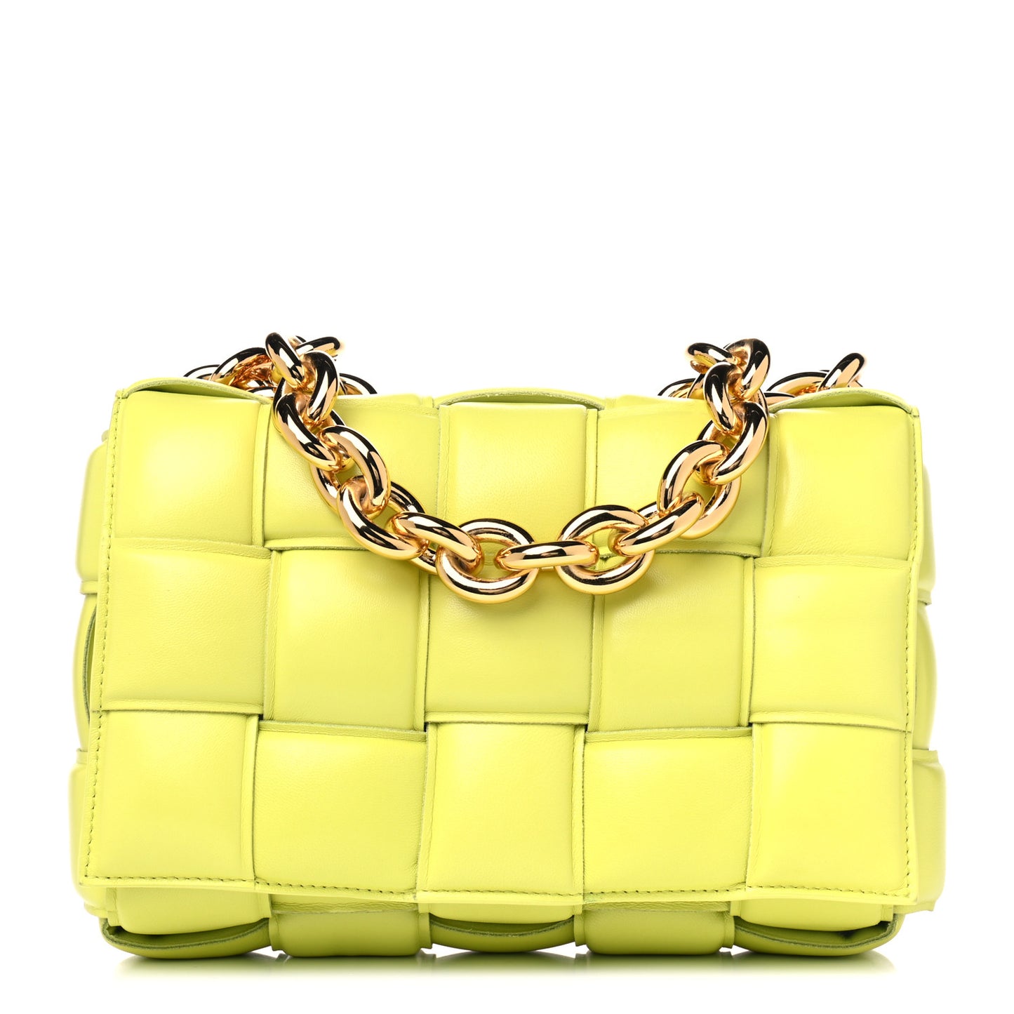 Lambskin Maxi Intreccio Padded Chain Cassette Crossbody Bag Seagrass