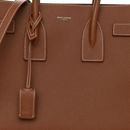 Saint Laurent Grained Calfskin Topstitch Small Sac De Jour Cognac 7 of 9