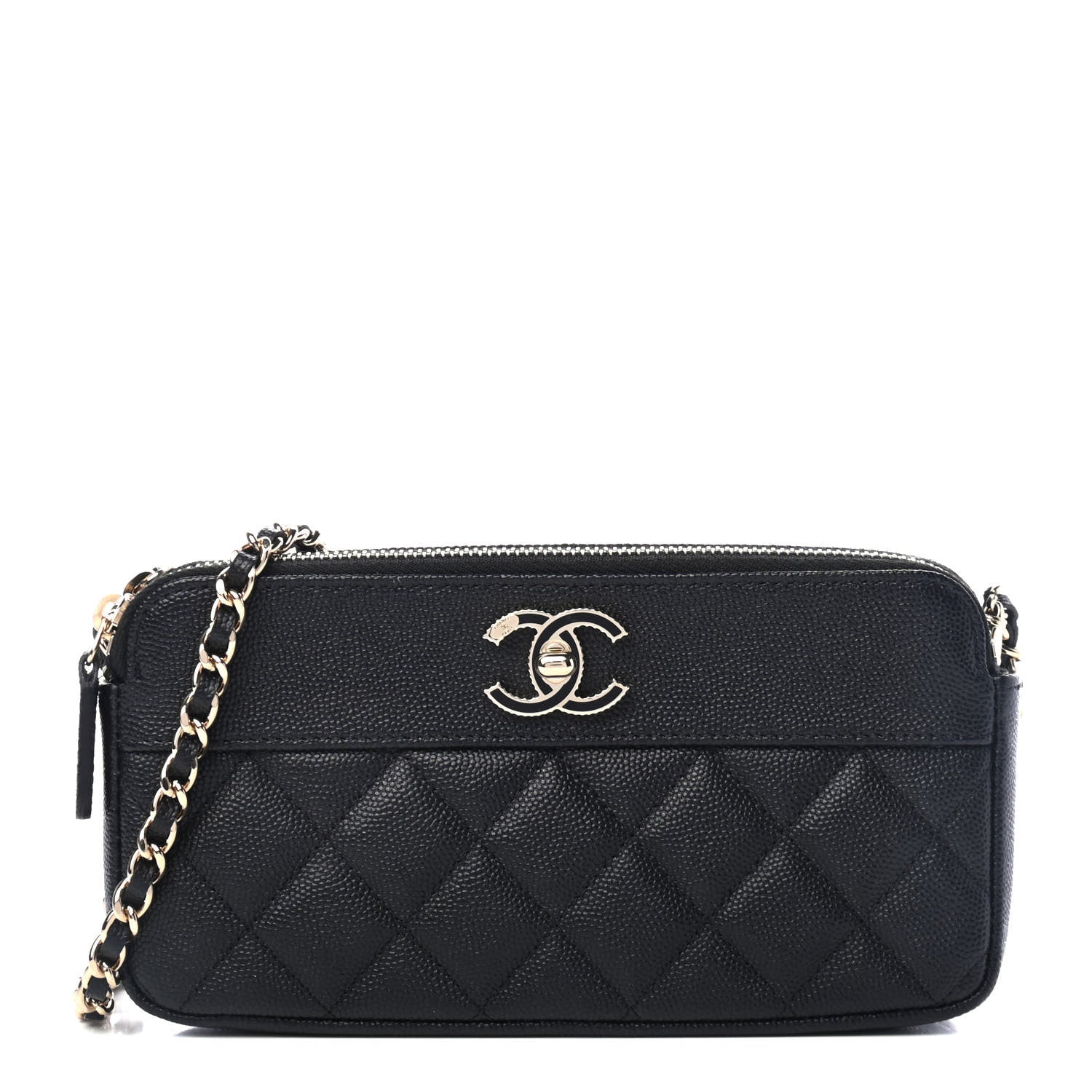 Chanel Caviar Quilted Small Vintage Mademoiselle Clutch With Chain Black 1 of 4
