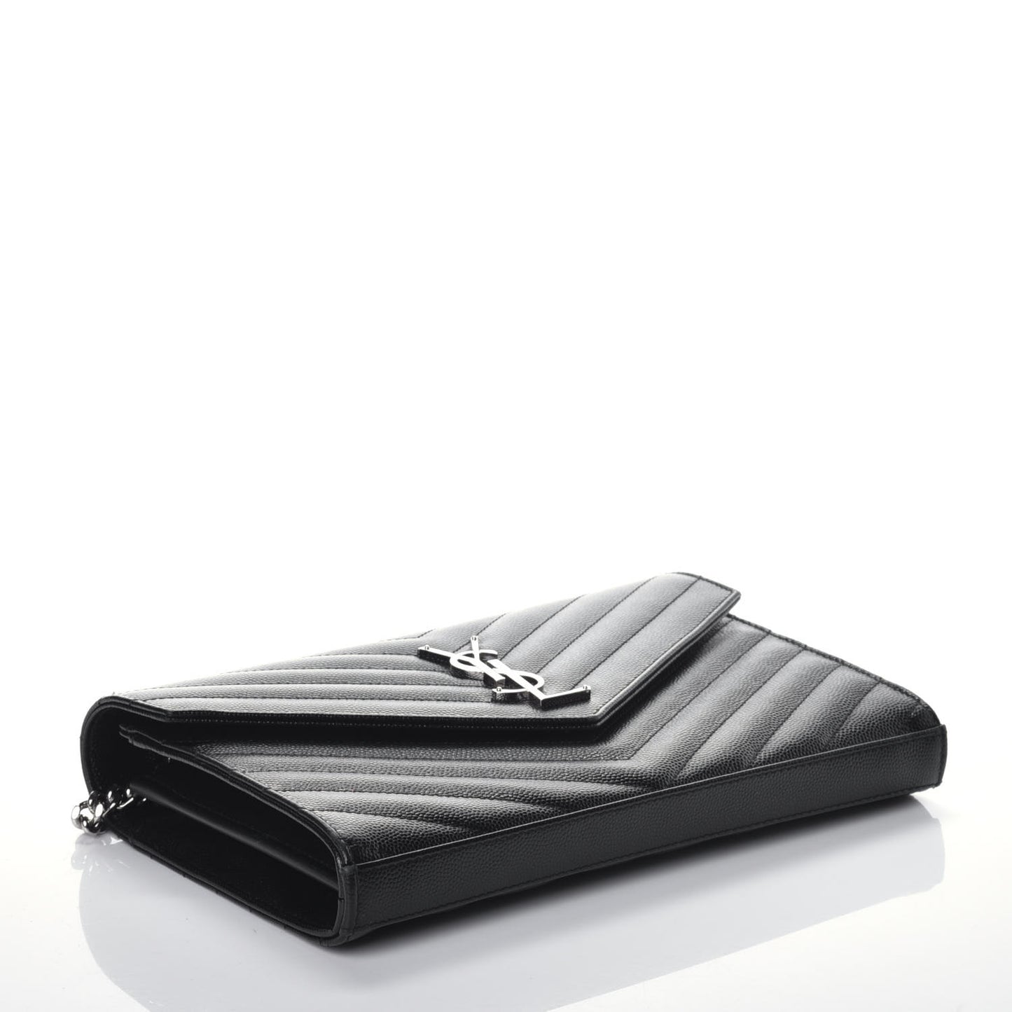Grain De Poudre Matelasse Chevron Monogram Chain Wallet Black