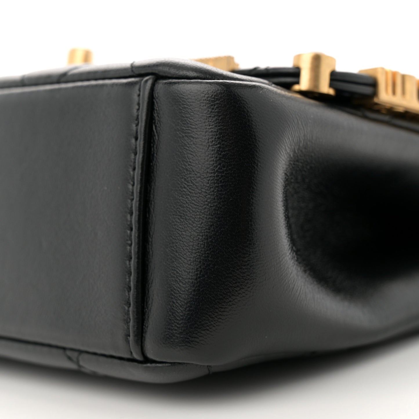 Lambskin Enamel Strass Quilted Mini Paris Monaco Flap Black