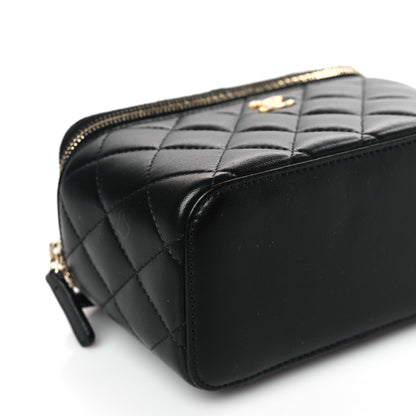 Chanel Lambskin Quilted Small Pearl Crush Vanity Case With Chain Black 8 of 9