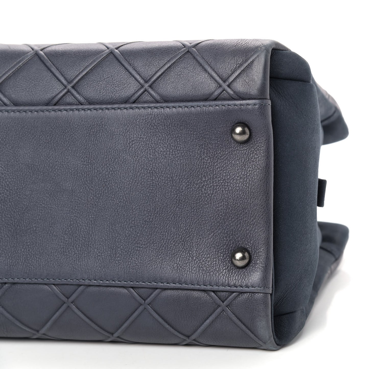 Calfskin Diamond Embossed Large CC Zip Shopping Tote Blue