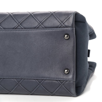 Chanel Calfskin Diamond Embossed Large CC Zip Shopping Tote Blue 6 of 8