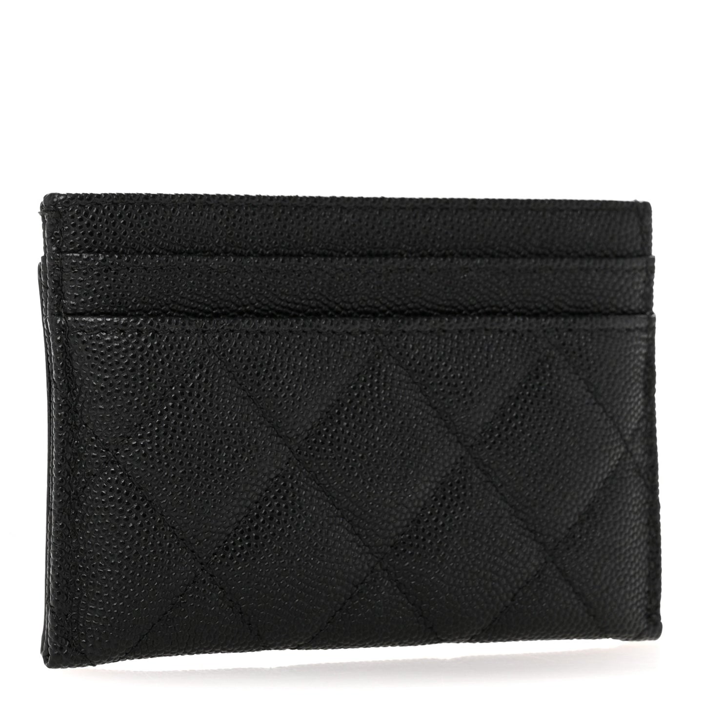 Caviar Quilted Filigree Card Holder Black